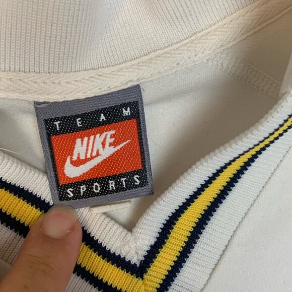 Vintage Team Nike Sports Michigan mens medium white blue jersey baseball pullove - Picture 2 of 11